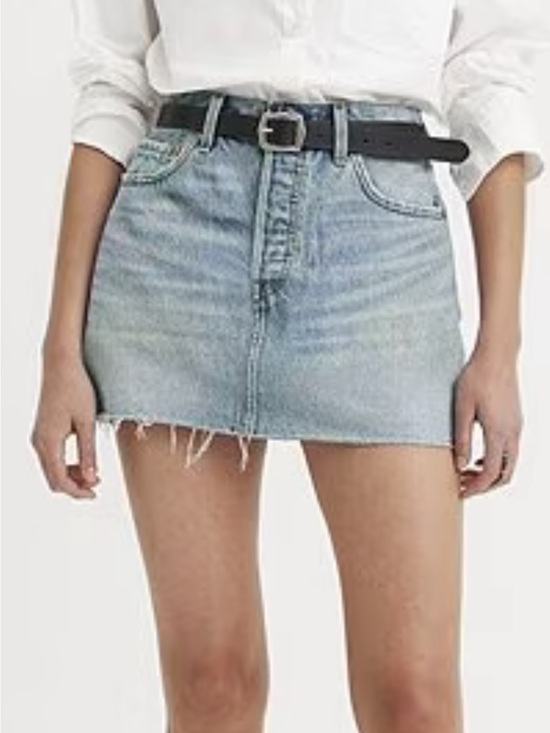 Levi's Dresses & Skirts - Levi’s Blue Iconic Denim Mini Skirt - Casual Frayed Hem